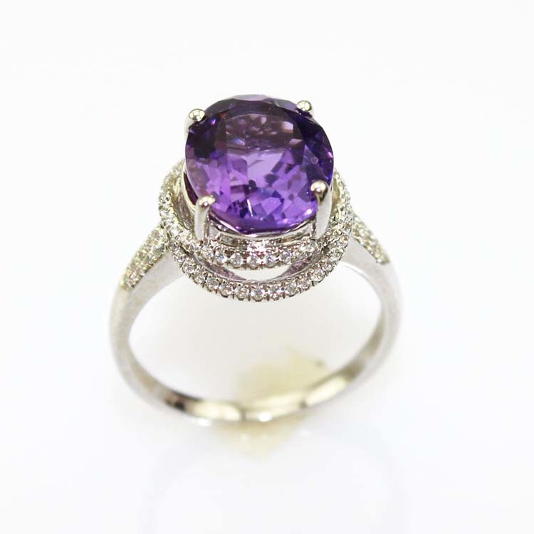 Fashion Jewelry 925 Silver Ring 9mmx11mm Blue Topaz CZ Diamonds Ring (R236)