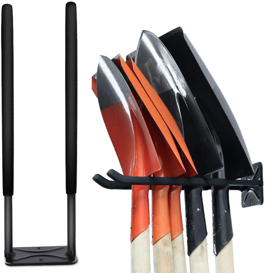 Convenient Wall Mounted Shovel Organizer for Long Handled Tools and Garden Equipment