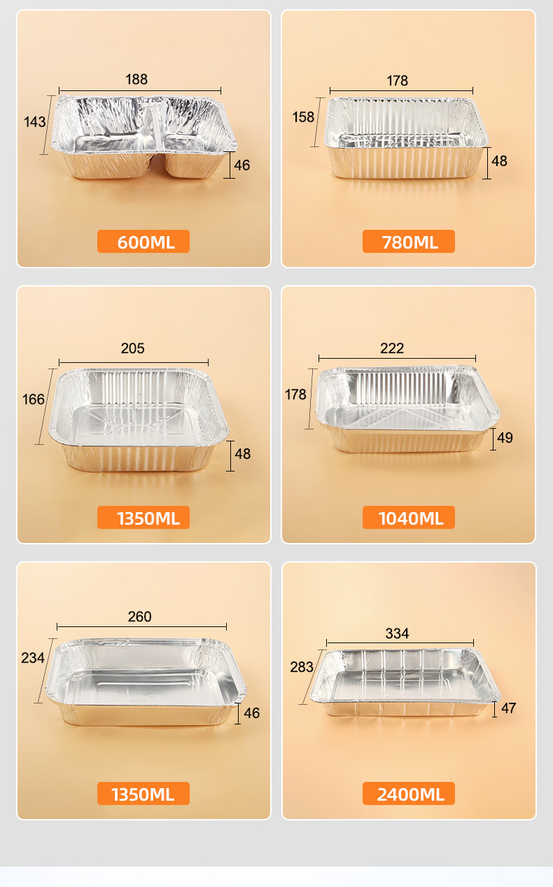 Round Aluminum Foil Lunch Box Barbecue Tin Foil Take Away Packaging Box