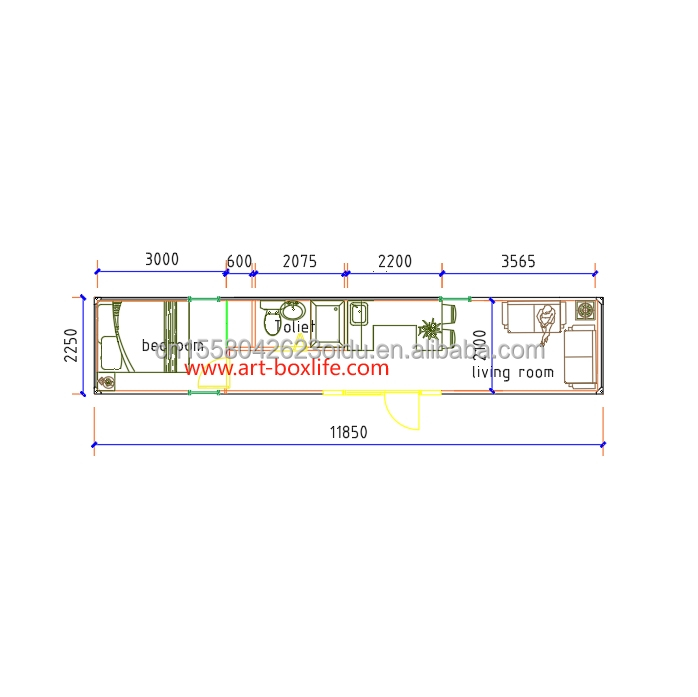 Fully-equipped 20FT Foldable Prefabricated Container House with 2 Bedrooms Aluminum Alloy Windows