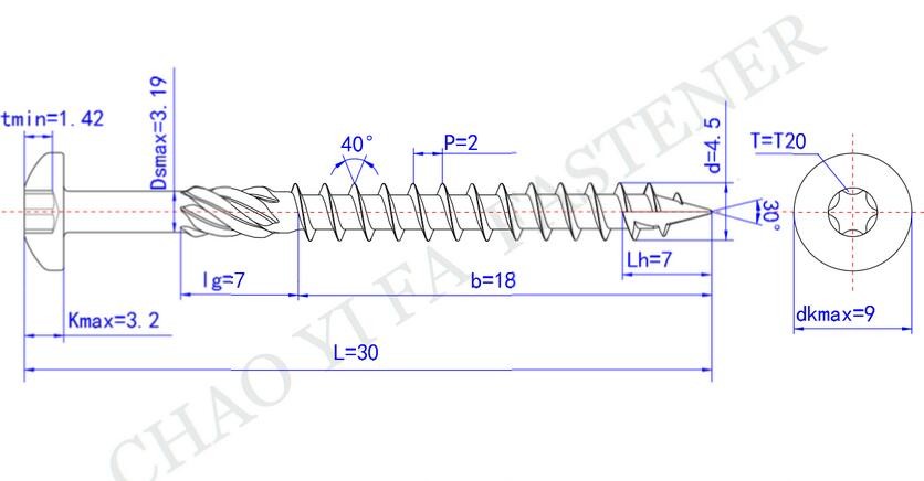 Pan Head Self Tapping Screws For Particle Board Cabinets Kurnl On Shank T20 Bit