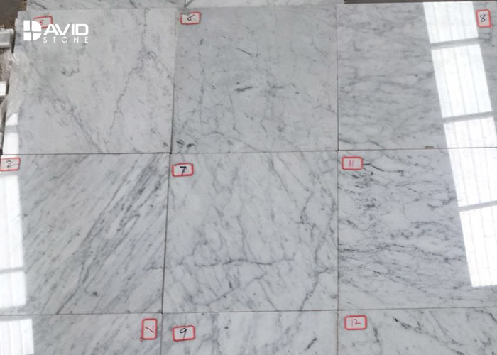 White And Grey Marble Tile With 10mm Thickness For Bathroom Floor / Wall