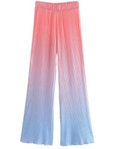 Quality Clothing Manufacturers For Small Orders Women'S Casual Elastic Waist Gradient Pants Pleated Flared Trousers wholesale