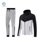 Autumn Black Soccer Jacket With Cap For Men Long Sleeve Football Training Hooded