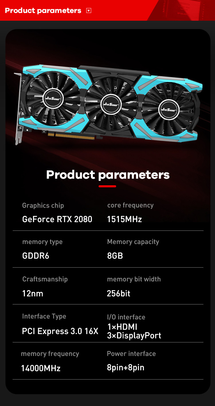 RTX 2080 8GB GDDR6 256BIT Computer Game Graphics Card PCI Express 3.0 16X