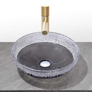 Quality 1 Hole Glass Vessel Basins With Optional Pop Up Drain Included Glass Sink wholesale