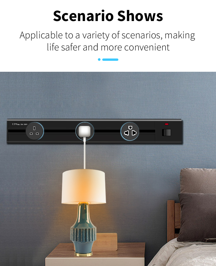 Aluminum Surface Wall Power Track Socket With Usb For Uk System Rated Voltage 100-250V
