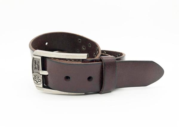 100 - 140cm Length Mens Leather Studded Belt Brown Color With Special Studs
