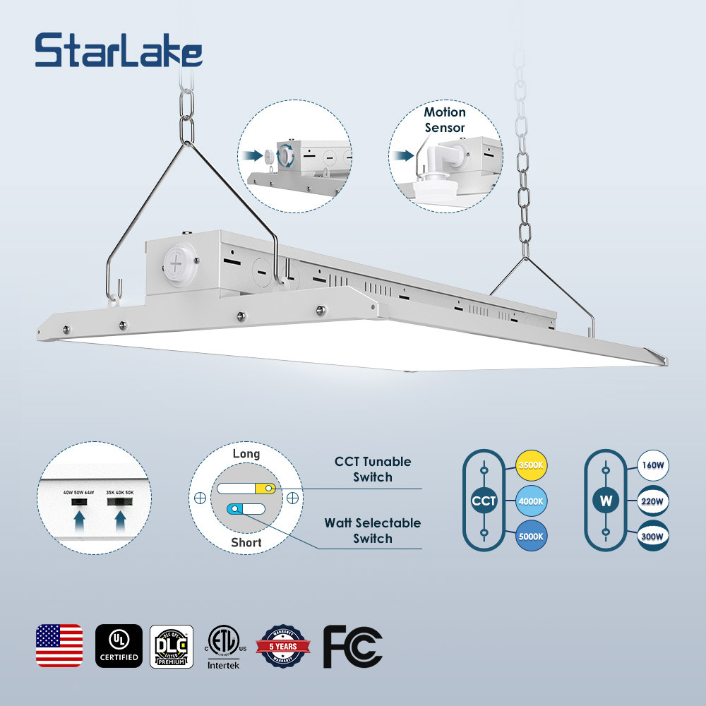 Led Linear High Bay Light 80-400W Pendant For Indoor Stadium Sport Warehouse