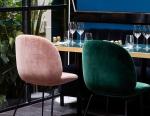 Modern Velvet Fabric Dining Chairs Living Room Chairs with Metal Legs Dining