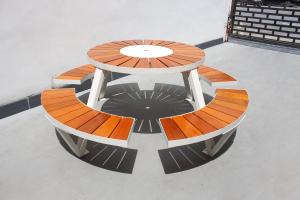 Quality Commercial School Wood Outdoor Picnic Tables With Umbrella Hole wholesale