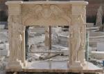 Finely Carved Stone Fireplace Surround , Beige Marble Fire Surrounds For Gas