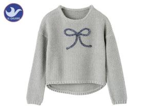 Quality Anti - Wrinkle Girls Pullover Sweaters Butterfly Ribbon Scoop Neck Knitwear wholesale