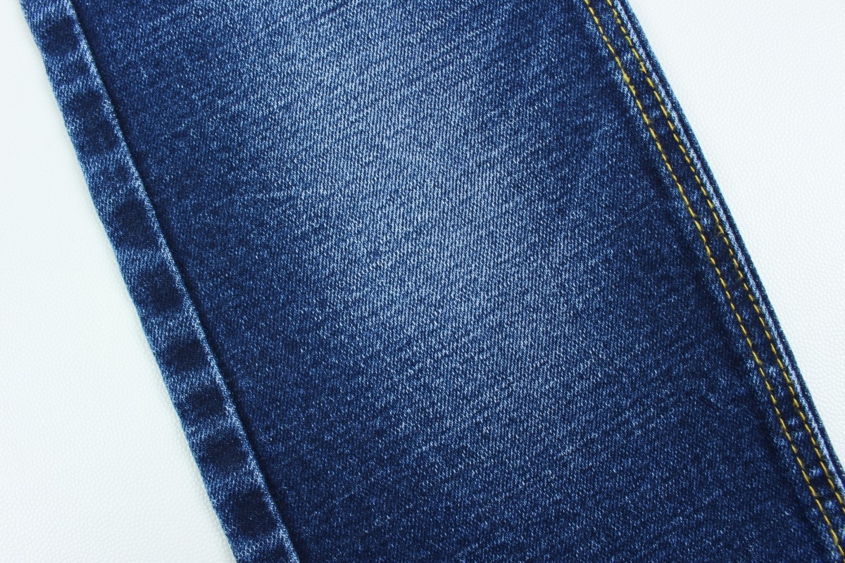 Wholesale 13.3 Oz Dark Blue TR Weft Slub Denim Pants Fabric