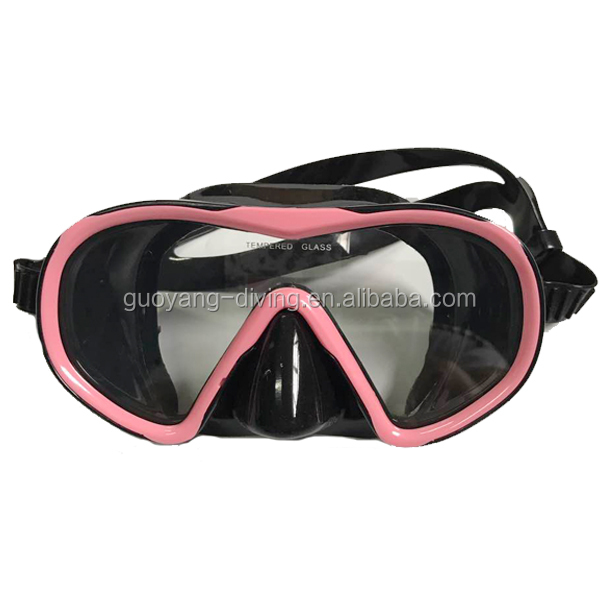 165mm Diving Scuba Face Mask Goggles For Adults Black Silicone PC Frame