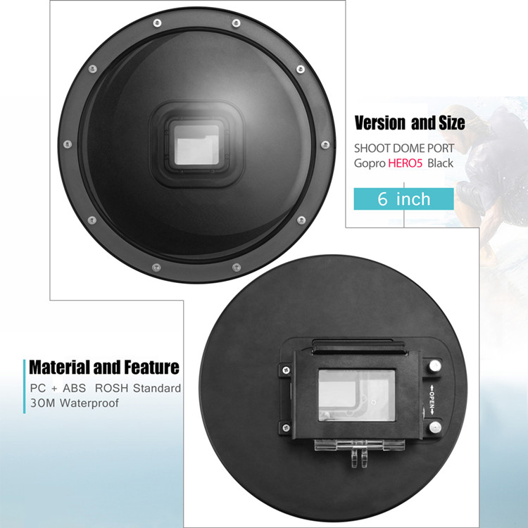 Original GoPro Accesories 6" Dome Port For GoPro Hero 5 Hero5 Black Edition Action Camera With Floaty Bobber