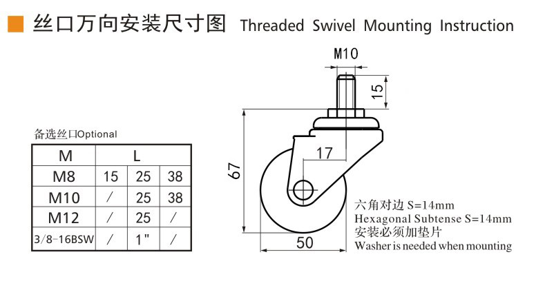 EDL Mini Caster Wheels 2inch 30Kg TPE by Swivel and Brake Silent Movement