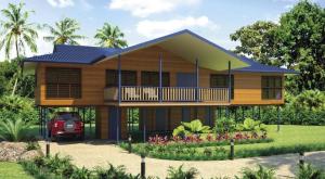 Quality Light Steel Frame wooden design,earthquake proof cyclone proof, Fiji style prefab Bungalow wholesale