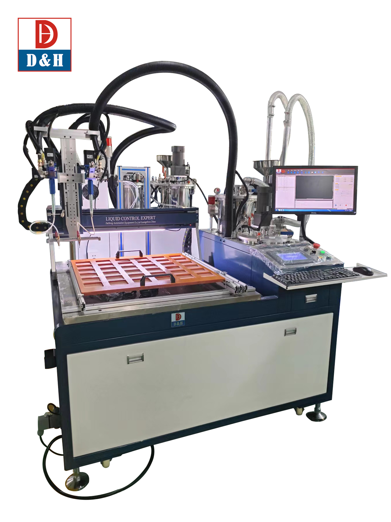 Epoxy Dome Coating Application Gluing Machine with 2 Component Glue Dispensing Mixing