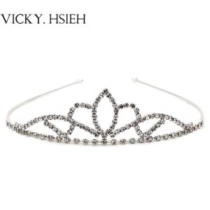 Quality VICKY.HSIEH Luxurious Silver Tone Bridal Wedding Crystal Rhinestone Bride Crown wholesale