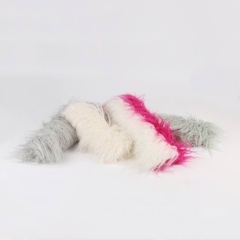 Solid Color Long Pile Faux Fur Fabric with Density 750g/m2 and Width 58/60