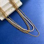 Stainless Steel Gold Layer Diamond Shape Necklace Jewelry Chokers For Women