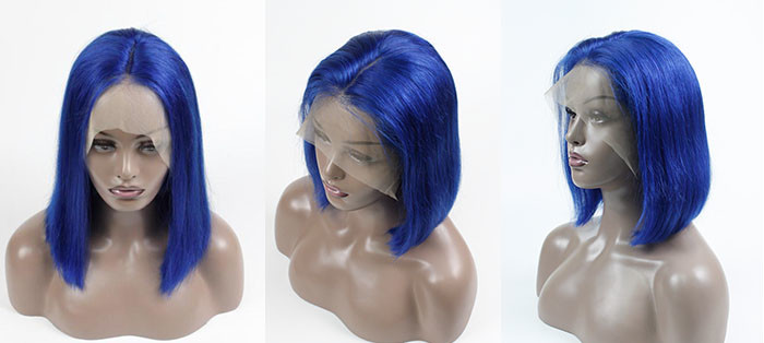 Bob Style Short Brazillian Hair Natural Looking Lace Front Wigs 180% Density