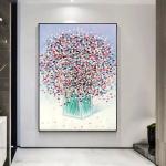 Modern Style Hand Painted Oil Painting Abstract Colorful Flower Canvas 6 Color
