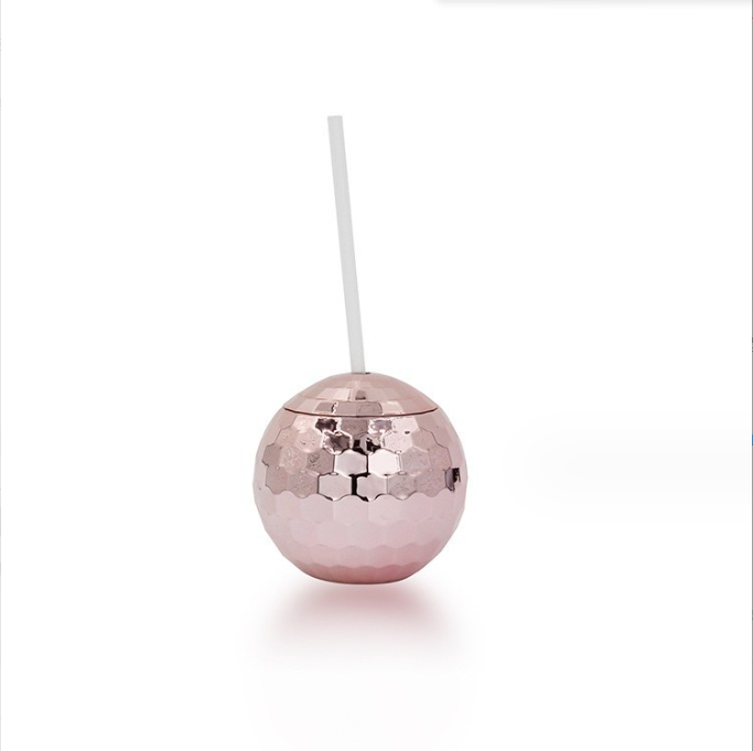 600ml Unique Disco Ball Cups Electroplated Flash Spherical Double Wall Plastic Cups