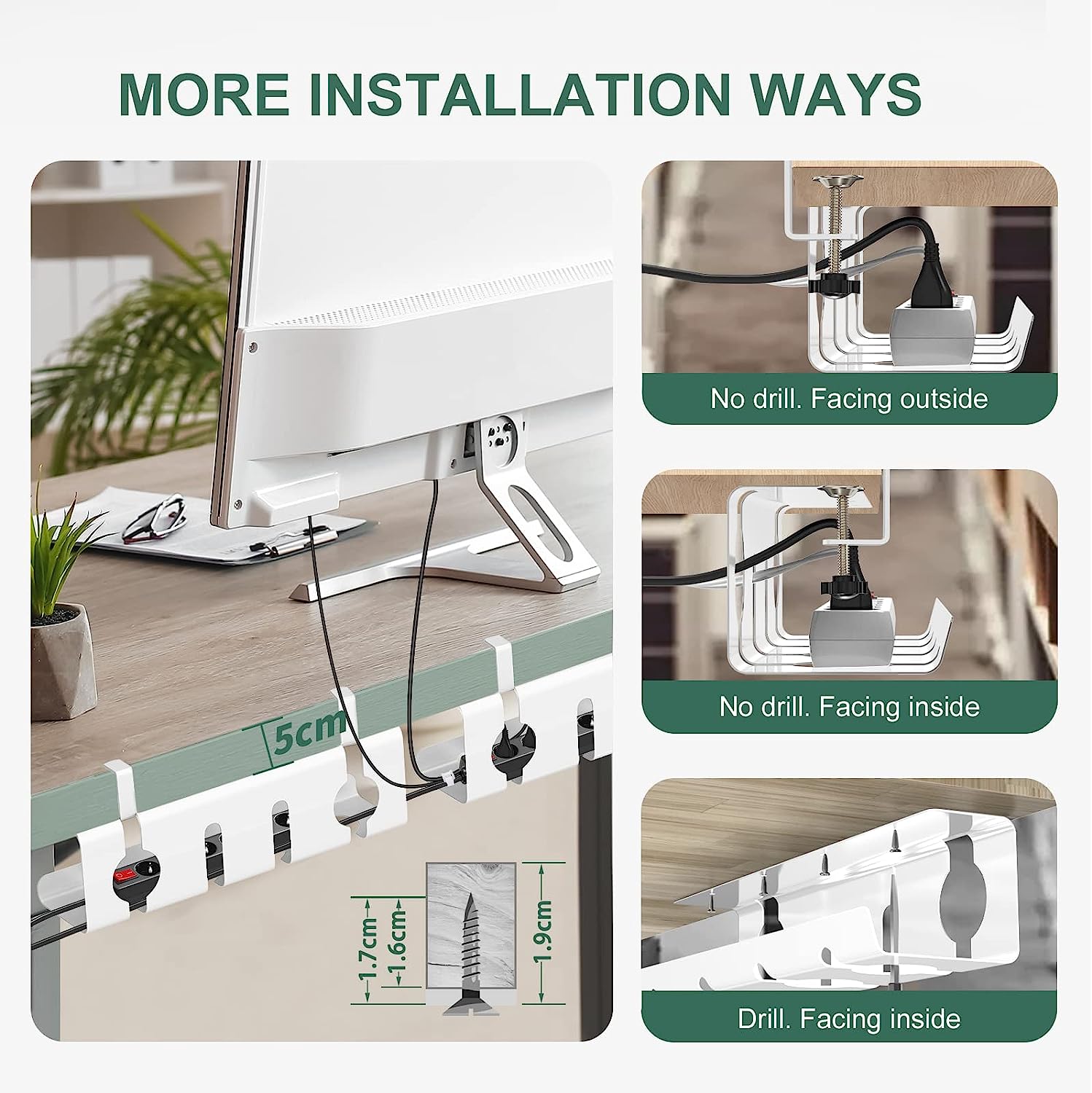 Installation Type Standing Type Cable Tray for Under Desk Office Living Room 43cm