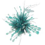Party Decorations Stripped Coque and Hackle Feather Flower Mount with Wire