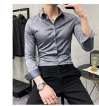 1000 Fashion Autumn Solid Color Long Sleeve Dress Men Clothes Shirts For Men