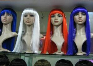 Quality Colored White Blue Red Purple Silky Straight Long Synthetic Wigs For Women wholesale