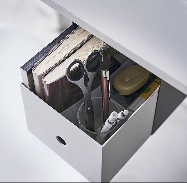 Metal Under Table Storage Box with Heavy Duty Shelf and Floating Hidden Desk Drawer