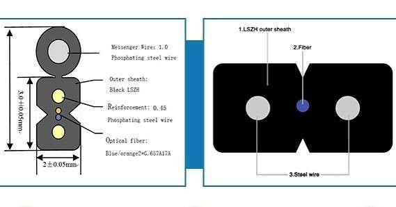 2Core FTTH Fiber Optic Drop Cable