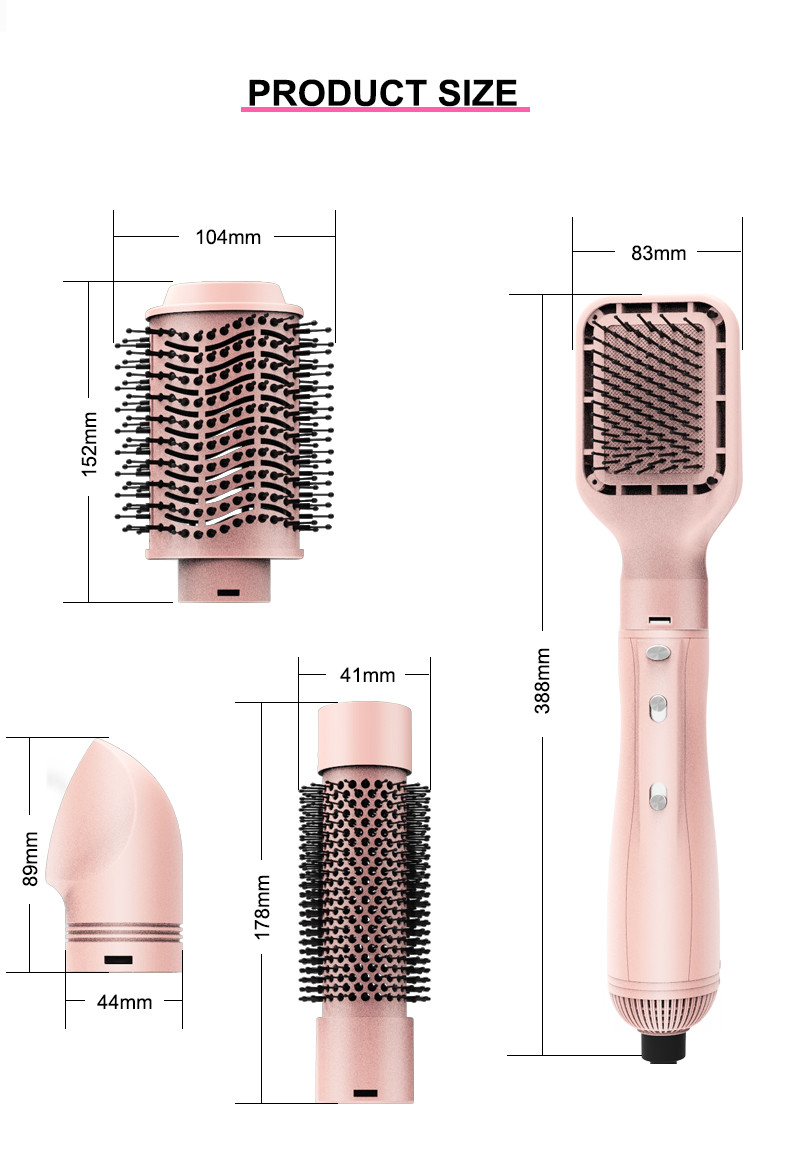 Interchangeable Electric Hair Brush Dryer 4 in 1 Multifunctional
