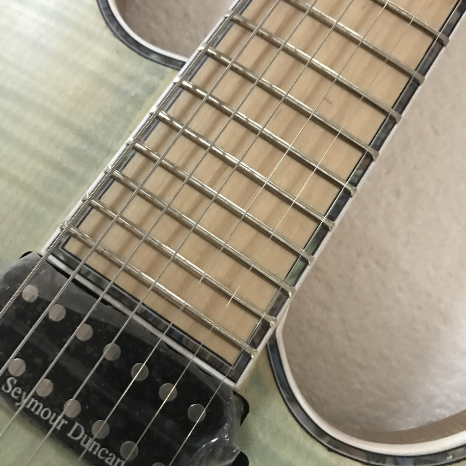 High-quality 7 string electric guitar, burst color Quilte Maple electric guitar, Abalone binding top, free shipping