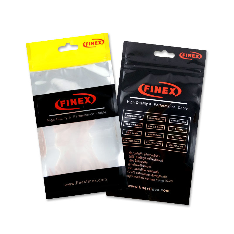Wholesale plastic OPP MOPP PET USB cable packaging bag for mobile phone accessories