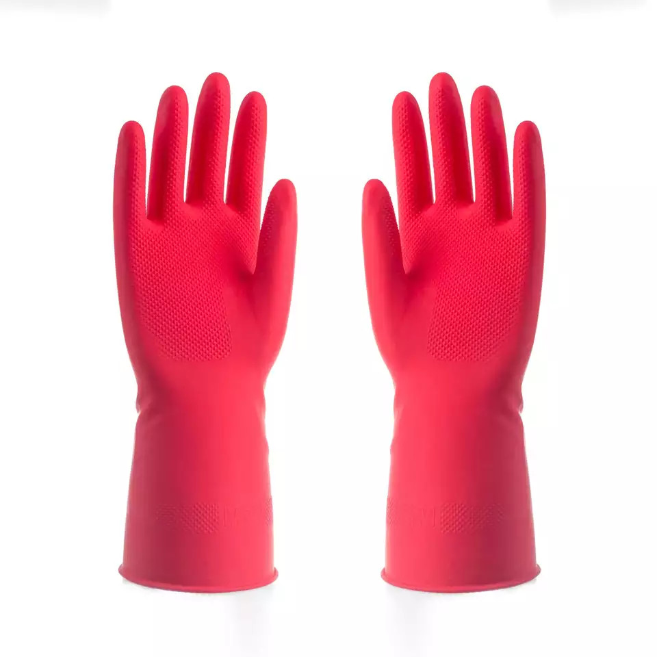 Rubber Latex Double Coating Gardening Work Gloves Heavy Cotton Blend Blue