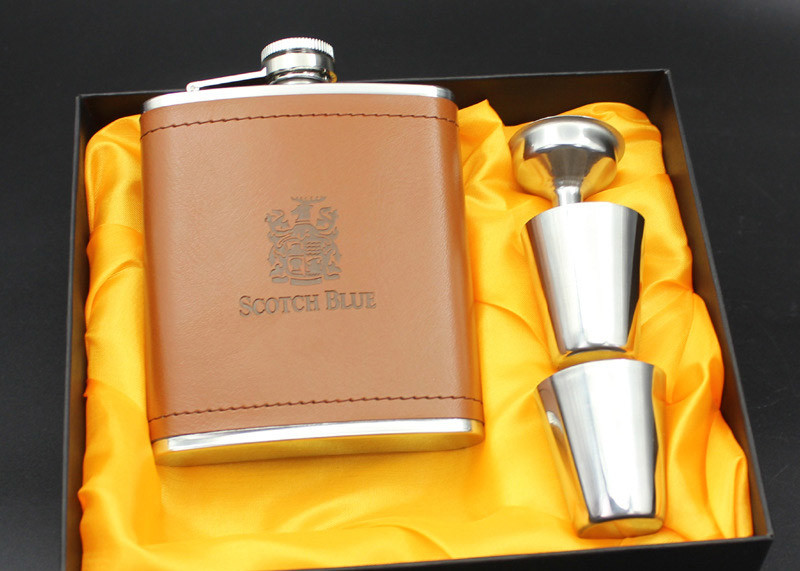 Kitchen Household Items 7 Ounce Metal Alcohol Flask Deluxe Box Set