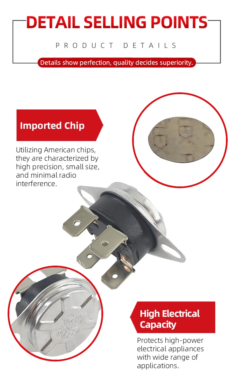 Industrial HCET KSD302 Bi Metal Temperature Switch Snap Action Thermostat Thermal Cutoff Switch