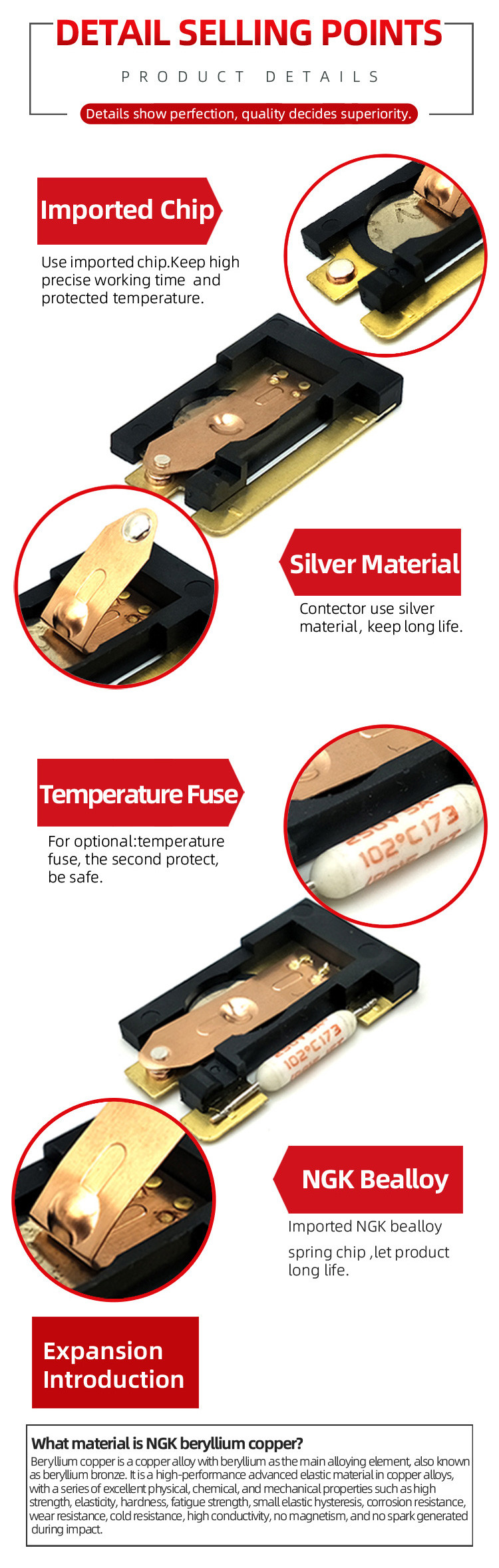 HCET-C 240V Thermal Switch Bimetal Thermostat Temperature Control Device