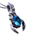 925 Sterling Silver Blue Topaz Scorpion Style Pendant Necklace for Women and Men