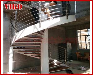 Quality Spiral StaircaseVH17S Tread Beech 304 Stainless Steel Spiral Stainless Steel Stair Handrail Railing Glass wholesale