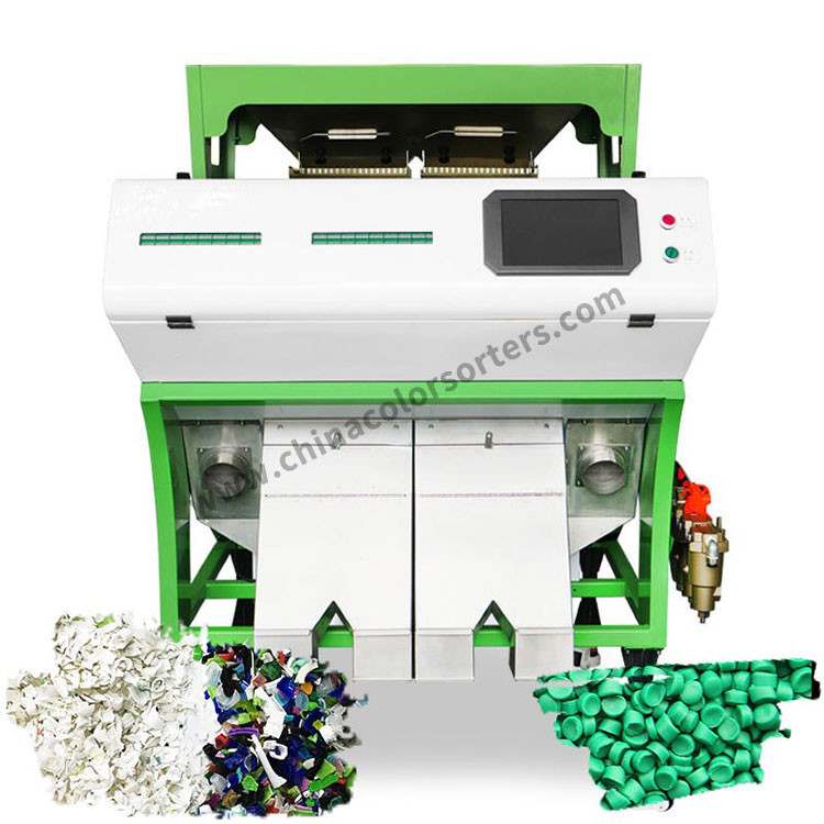 Intelligent Full-Color CCD 2 Chutes Color Sorter Plastic Optical Sorting Machine