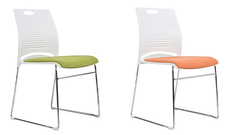 Orange Stacking Meeting Room Chairs Mesh Stackable Conference Room Chairs