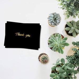 Quality 2.93 Ounces Customised Thank You Cards Black Gold Foil Blank Cards With Envelopes wholesale