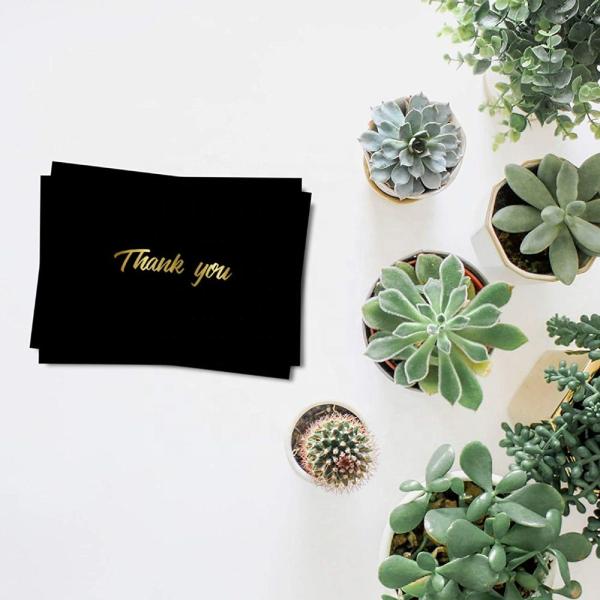2.93 Ounces Customised Thank You Cards Black Gold Foil Blank Cards With