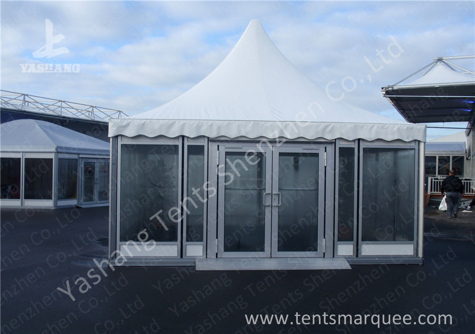 Transparent Glass Wall High Peak Tents , Aluminium Pagoda Tent Waterproof Cover