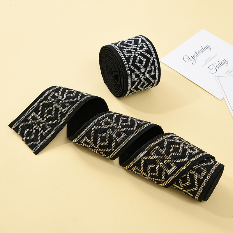 Vintage nylon jacquard ribbon custom logo knitted for waistband underwear elastic jacquard band